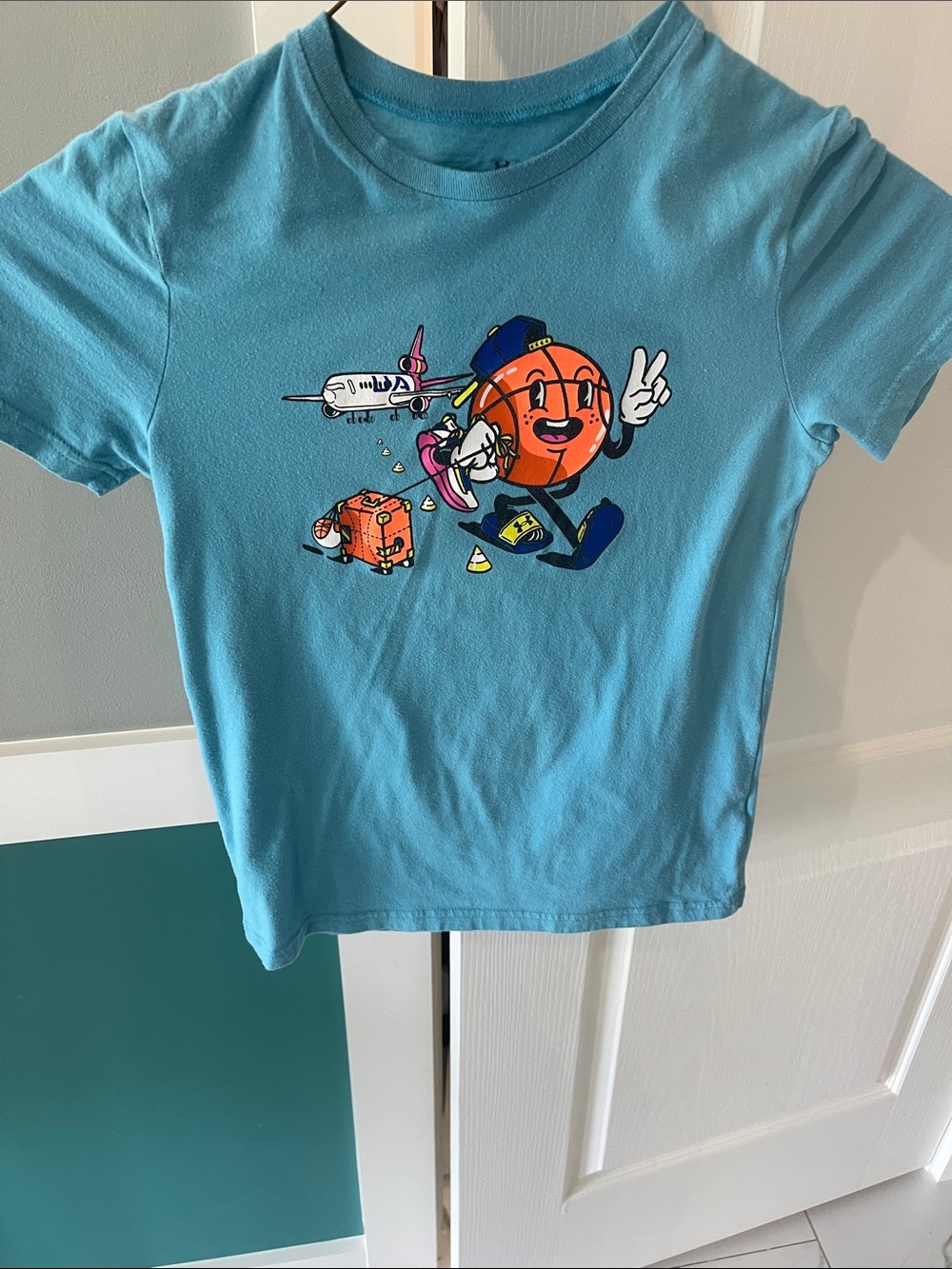 Under Armour Light Blue Kids Short-Sleeve Tee with Orange Character Graphic